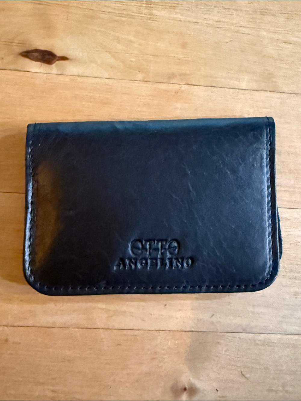 Otto Angelino Black Authentic Leather Foldable Card Holder WALLET.
